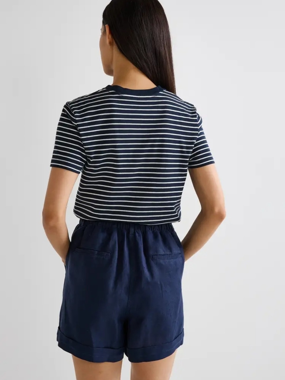 Women's Monoprix French Striped Tee Navy And White Size L - Picture 6 of 8